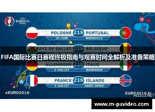FIFA国际比赛日赛程终极指南与观赛时间全解析及准备策略 FIFA国际比赛日赛程终极指南与观赛时间全解析及准备策略